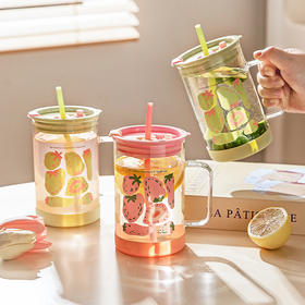 摩登主妇玻璃杯女吸管杯办公室家用喝水杯耐高温高颜值杯子咖啡杯