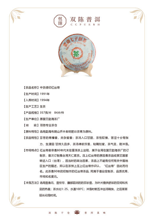 1991年中茶绿印红丝带 商品图2