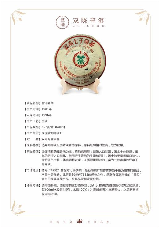 1981年中茶绿印7532青饼 商品图2