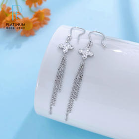 【限时8.8折】【线上铂金馆】PT950 #碎碎冰 【国际铂金协会 精品】铂金实心碎碎冰十字架流苏耳饰耳吊耳钩(BES00224)预售产品下单后不退款不退货不换货不补差价)