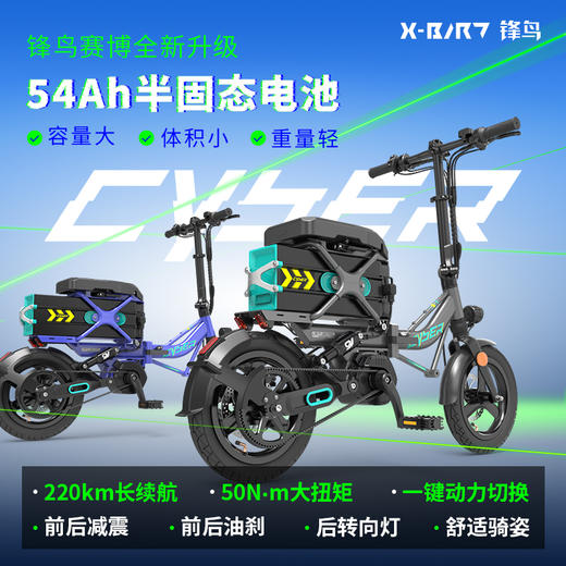 锋鸟CYBER折叠超轻长续航便携迷你小型电瓶滴专用代驾电动自行车 商品图0