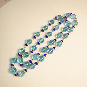 订购5个月到｜Gripoix Paris-Vintage-蓝色 串珠 长项链［法国设计师］