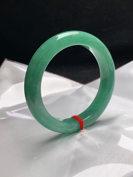 612813，55圈口，满绿正圈平安镯，蓝绿色，满色底，底子细腻有水 商品图1