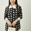 洛诗琳10036气质撞色印花上衣2025新款时尚真丝印花衬衫0623 商品缩略图0