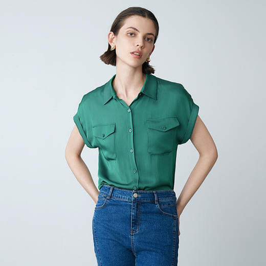 EITIE爱特爱夏季新款宽松直筒显瘦通勤简约百搭衬衫7809504 商品图3