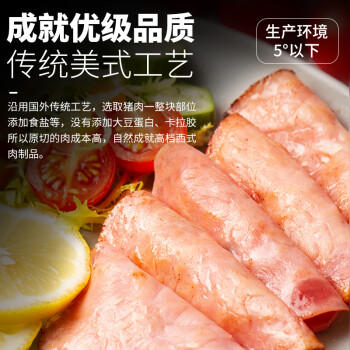 史蜜斯 国产圆形美式火腿片450g 冷藏无淀粉火腿 三明治汉堡早餐食材 商品图8