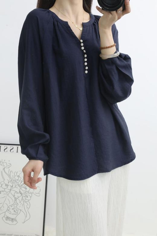 （小眠专属）大牌同源法式亚麻衬衫 C21924322 下单后3~7天发货 商品图3