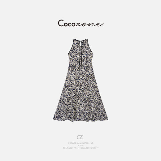 COCO ZONE 刘一一 【100桑蚕丝】精致手绘感碎花连衣裙CD1A0834 商品图1