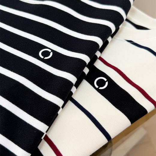 【有货 拍下改价】IC之禾 极简黑白条纹撞色百搭 圆领棉弹螺纹撞色短袖T恤 商品图13