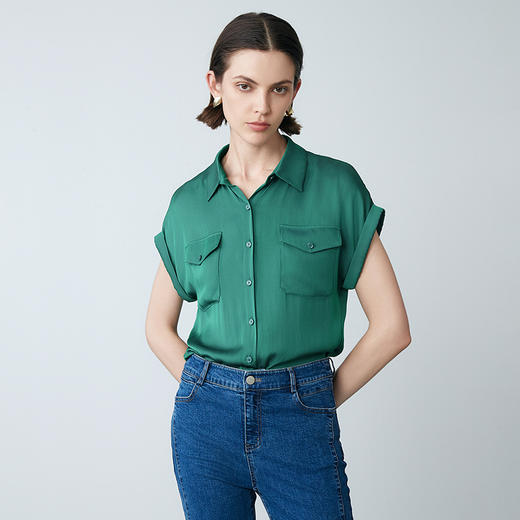 EITIE爱特爱夏季新款宽松直筒显瘦通勤简约百搭衬衫7809504 商品图2