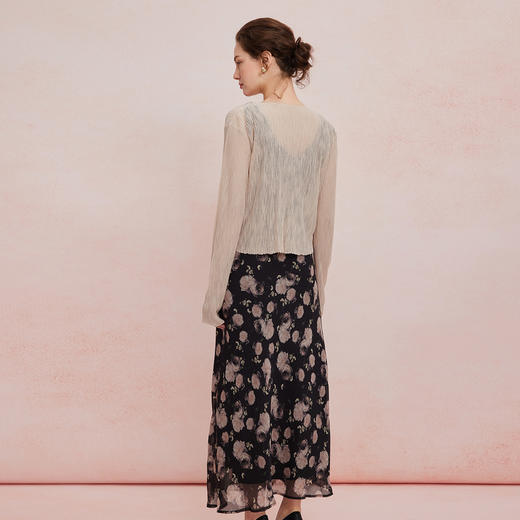 QF876斯尔丽25夏季新款法式浪漫碎花荷叶边裙搭配针织外披连衣裙套装 商品图1
