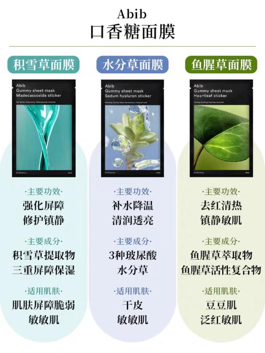 【一般贸易】阿彼芙口香糖面膜鱼腥草舒缓积雪草修护水分草补水提亮面膜27ml 商品图12