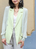 TYNVIE 轻质雪纺针织撞色西装式开衫 - 绿色 商品缩略图1