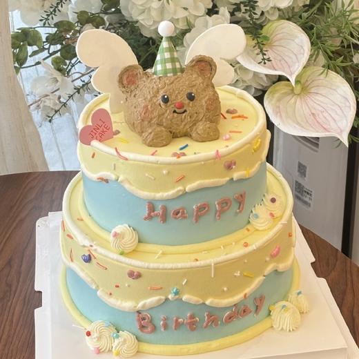小红书同款💕［黄油小熊］💕双层创意私人定制蛋糕 商品图0