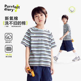 fx-【透气】咕噜日记童装儿童复古条纹T恤2025夏季男童户外圆领短袖PXT2559