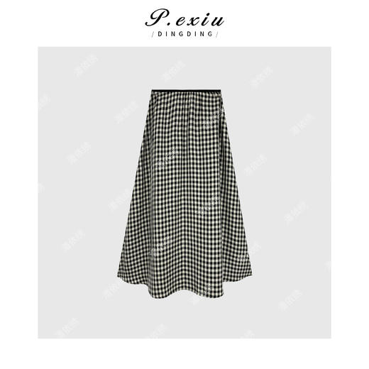 04-3潘依绣丁丁宠粉PanYiXiu/潘依绣【小幸运】100%醋酸复古格纹高级垂感半身裙W-61993 商品图2