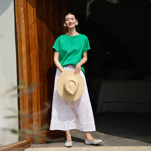 绽放旅行女装224朵/滑滑T恤桑蚕丝光双面针织透气舒适蝙蝠袖短袖 商品图1