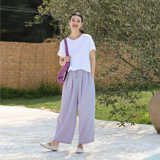 绽放旅行女装224朵/滑滑T恤桑蚕丝光双面针织透气舒适蝙蝠袖短袖 商品图2