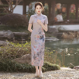 提花丝绸长款，改良年轻款修身旗袍MLS-6858