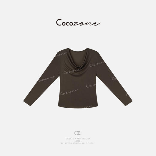COCO ZONE 刘一一  【天丝羊毛混纺】荡领垂坠感优雅小衫CD2A1051 商品图0