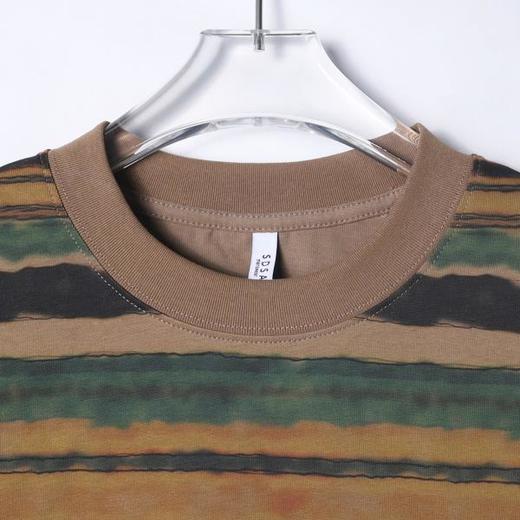 T3357夏季高级感新款撞色晕染条纹圆领短袖T恤宽松百搭舒适上衣 商品图2