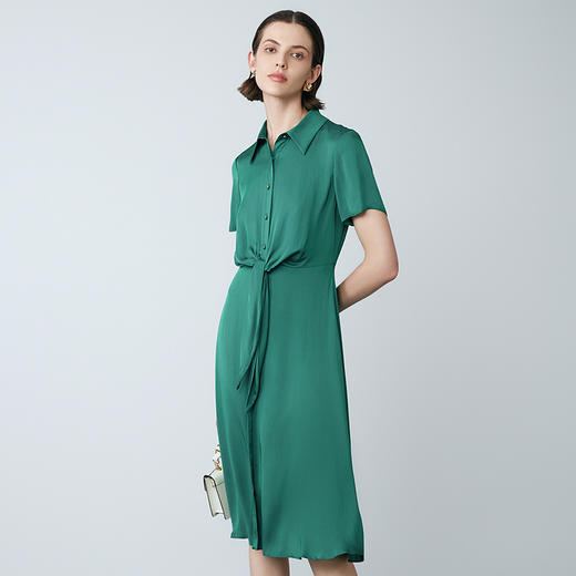 EITIE爱特爱夏季新款设计感收腰显瘦纯色通勤气质连衣裙7807536 商品图2