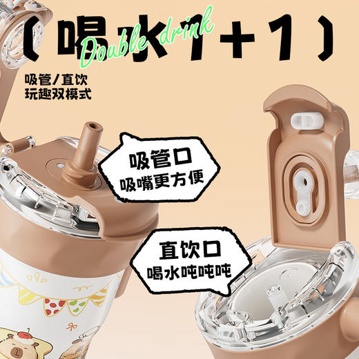 可爱卡皮巴拉双饮保温杯女生高颜值316咖啡杯外出携带水杯子2025新款 商品图3