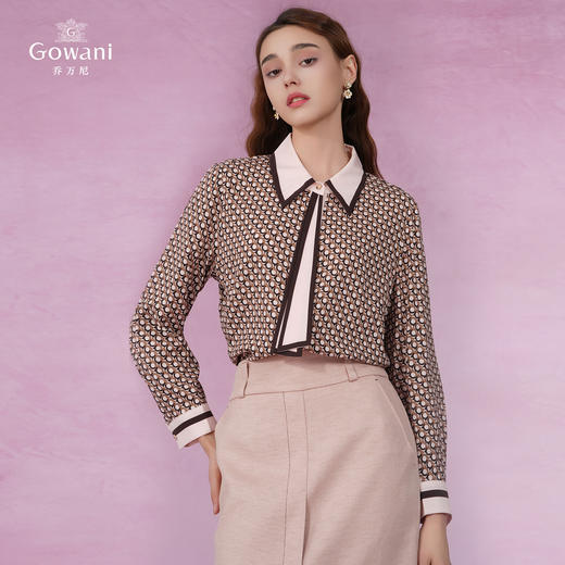 乔万尼新品时尚撞色衬衫长袖上衣EI2C849 商品图1