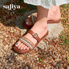 预售7天|Safiya/索菲娅2025民族风编织轻便休闲方头平底高级感一字拖SFD2110365 商品缩略图1