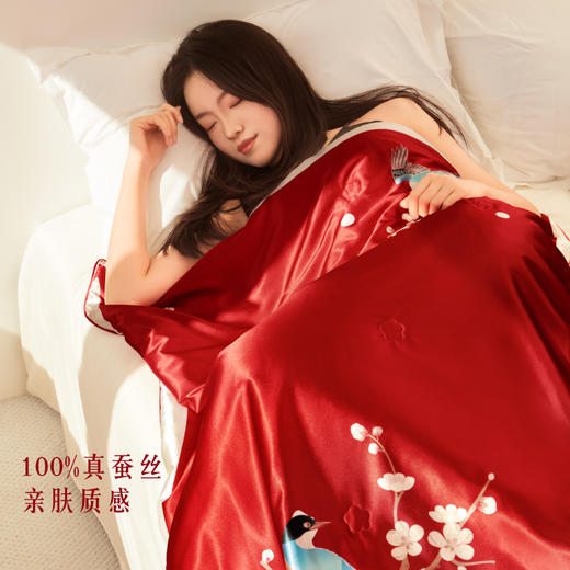 【故宫家居】喜上梅梢蚕丝被文创新婚结婚订婚礼物送新人新娘实用 商品图1