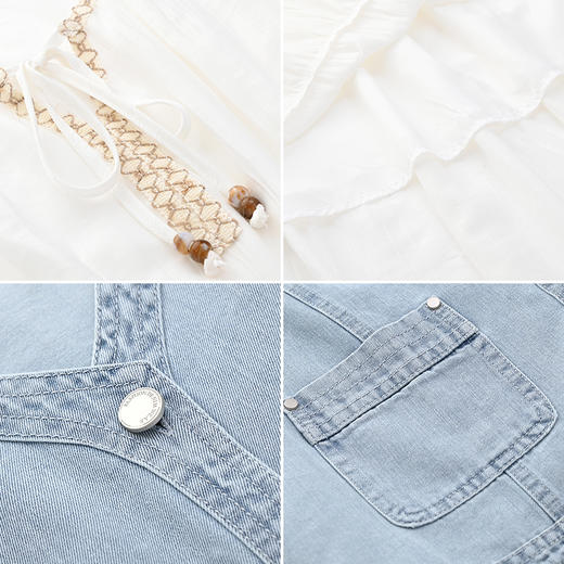 女装牛仔马甲配民族风压皱连衣裙两件套-115S5222006 商品图2