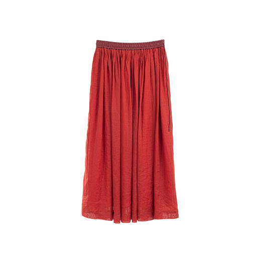 绽放旅行女装229朵/流光裙高支苎麻双层拼色半裙砂洗系带半身长裙 商品图4