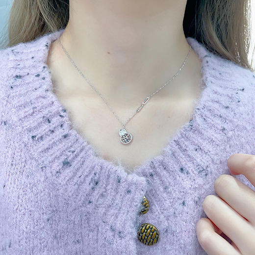 【线上铂金馆】PT950 #葫芦 #招财进宝 【国际铂金协会  精品】铂金镂空贺岁算盘葫芦福禄双至铜钱图案调节套链（珠可动）(BTL00268)预售产品下单后不退款不退货不换货不补差价) 商品图3