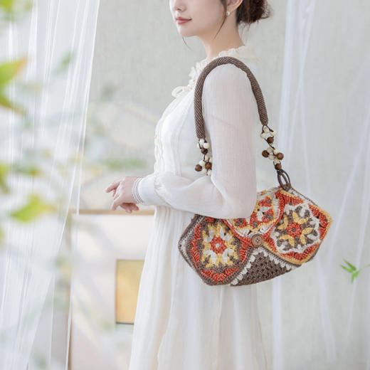苏苏姐家朵花纹单肩包手工DIY钩针毛线团自制包包材料包 商品图3