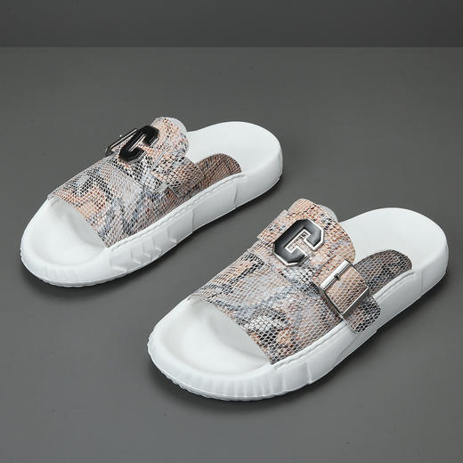 男士百搭夏季镂空透气休闲鞋男生可外穿真皮百搭一字拖鞋 商品图3