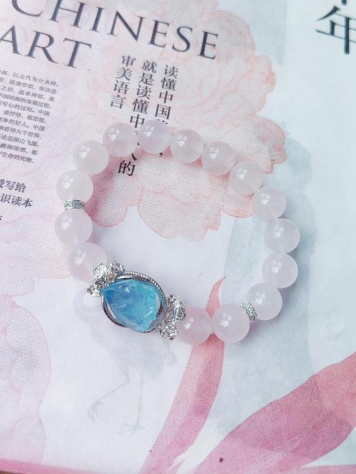 「 有钱花 」粉晶/海蓝宝水晶手串 商品图2