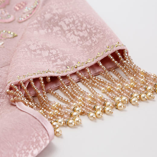 QB810斯尔丽25新款提花精致绣花改良旗袍领口袖口流苏钉珠礼服连衣裙 商品图6