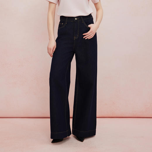 QF310斯尔丽25夏季新款水洗牛仔阔腿加长版宽松显瘦百搭时尚裤子 商品图2