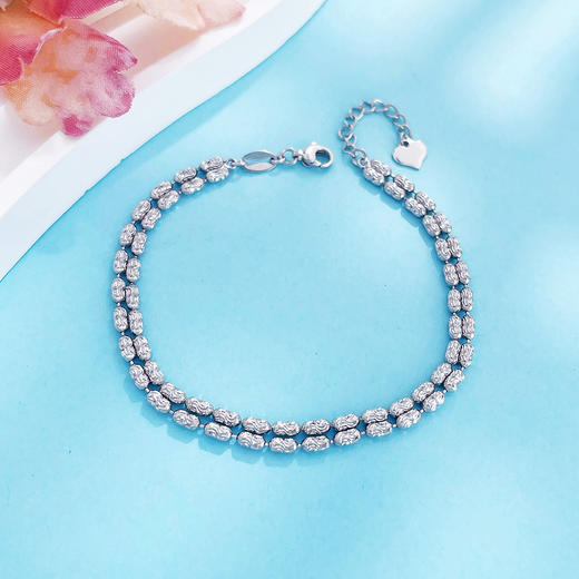 【限时8.8折】【线上铂金馆】PT950 【国际铂金协会】铂金实心钻石链双排调节手链（内里线为铂金链）(BSL00274)预售产品下单后不退款不退货不换货不补差价) 商品图1