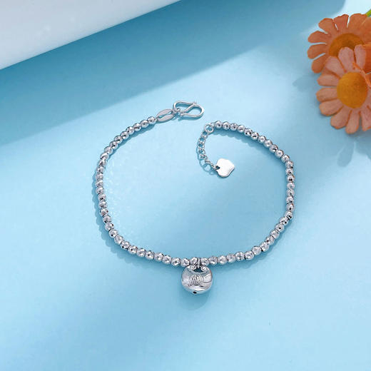 【限时8.8折】【线上铂金馆】PT950 #小胖福 【国际铂金协会】铂金空心福字小胖福吊饰蹦迪珠调节手链（内里为铂金链）(BSL00222)预售产品下单后不退款不退货不换货不补差价) 商品图2