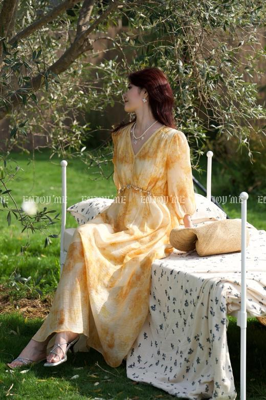 【门店同款】ENJOY夏季“悠然之境”晕染油画感V领长裙 162550507 商品图3