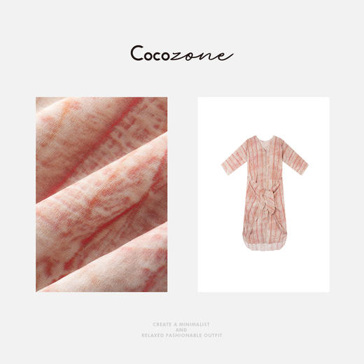 COCO ZONE 刘一一 【100桑蚕丝】大理石纹理收腰连衣裙CD1A0828 商品图4