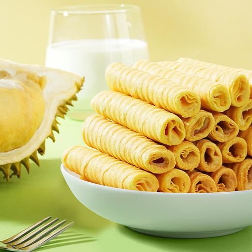【酥香有料，卷卷有滋味~】榴莲蛋卷170g/整箱 饼干零食 儿童大礼包 糕点食品下午茶-QQ 商品图1