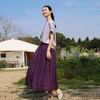 绽放旅行女装229朵/流光裙高支苎麻双层拼色半裙砂洗系带半身长裙 商品缩略图2