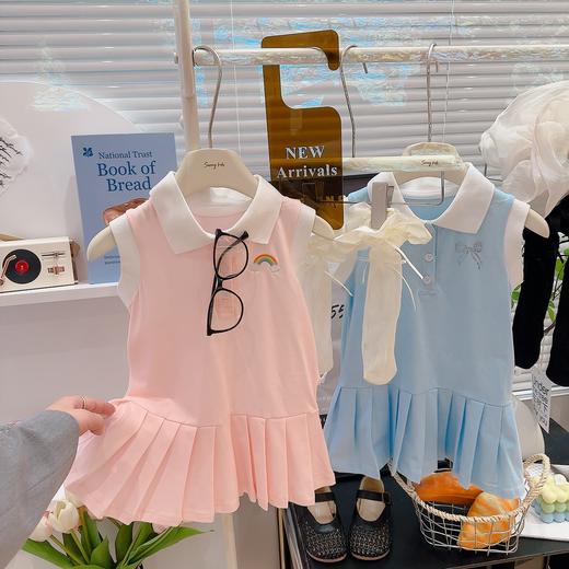 【秒杀】巴鲁熊女童夏季学院风休闲POLO领百褶公主连衣裙背心裙公主背心裙80-150 商品图4