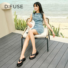 Dfuse迪芙斯2025夏季新款百搭休闲凉拖花钻扣厚底百搭人字拖鞋女鞋DFD2110111