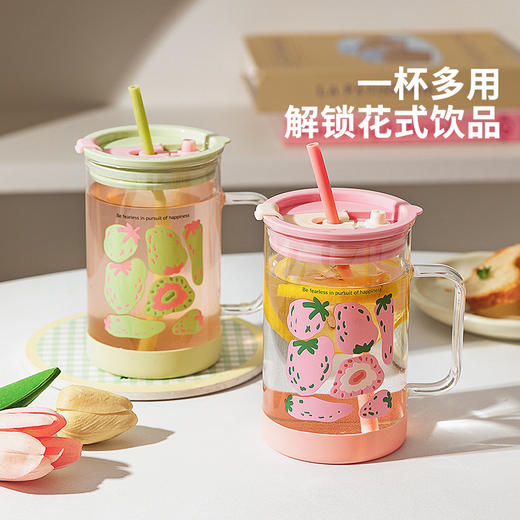 摩登主妇玻璃杯女吸管杯办公室家用喝水杯耐高温高颜值杯子咖啡杯 商品图4