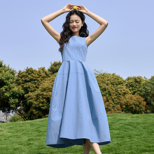 【限时秒杀】法式浪漫简约大气背心花苞裙女夏季收腰无袖连衣裙V0051076 商品图4