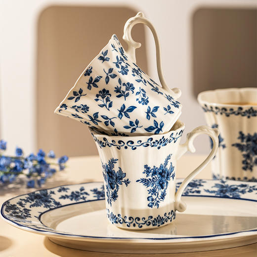 摩登主妇蓝黛庄园陶瓷马克杯咖啡杯高级感家用水杯办公室早餐杯子 商品图0