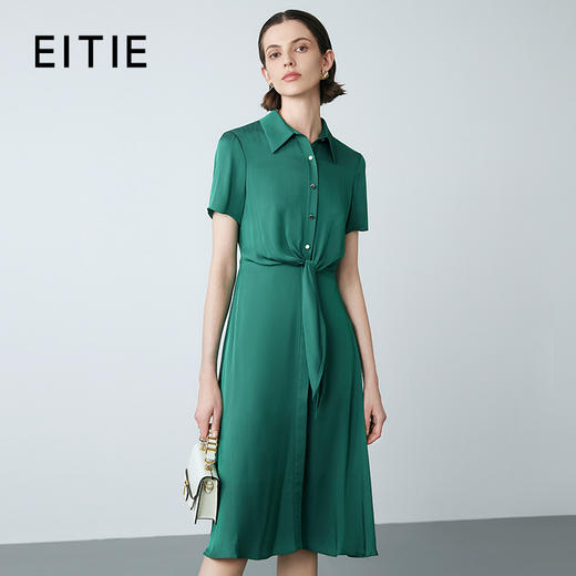EITIE爱特爱夏季新款设计感收腰显瘦纯色通勤气质连衣裙7807536 商品图0